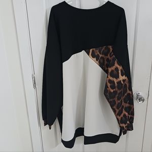 Boohoo Leopard Color Block Sweatshirt Dress